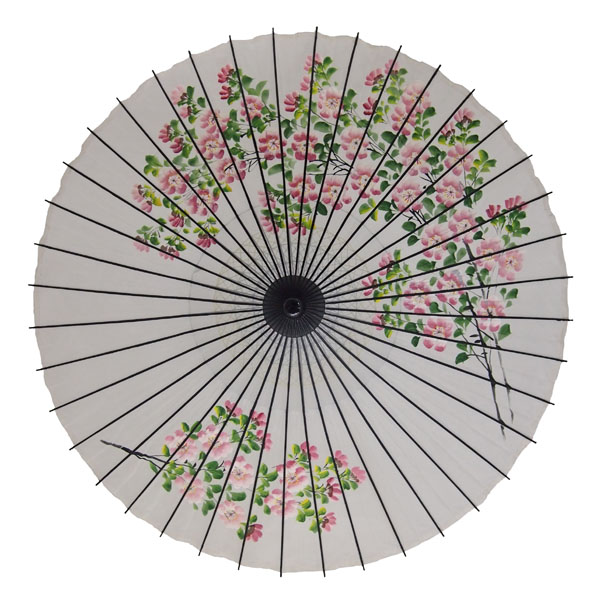 絹傘 桜絵 白