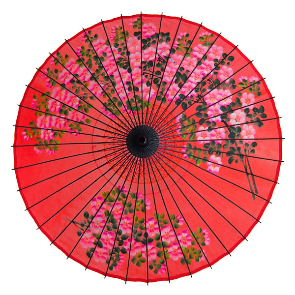 絹傘 桜絵 赤