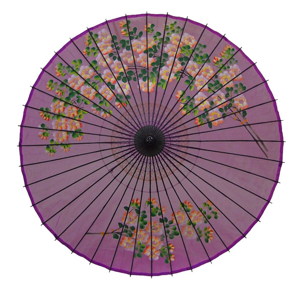 絹傘 桜絵 紫