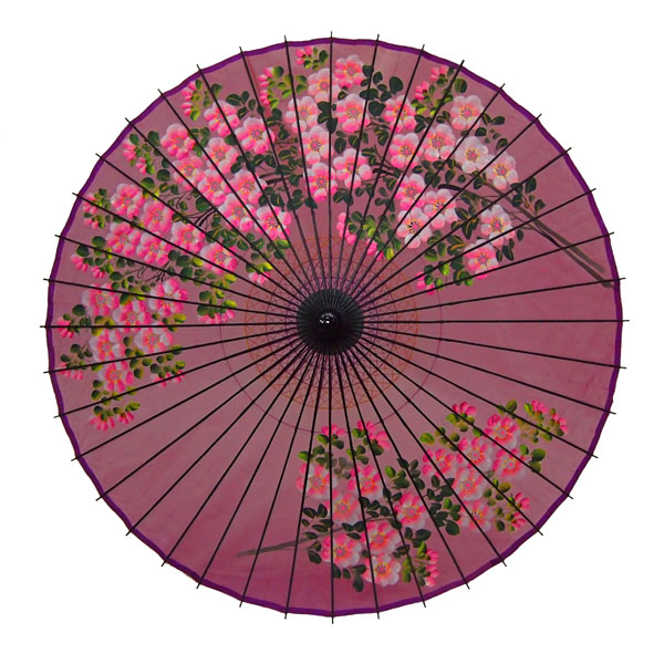 絹傘 桜絵 赤紫