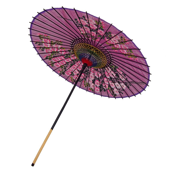 絹傘 桜絵 赤紫