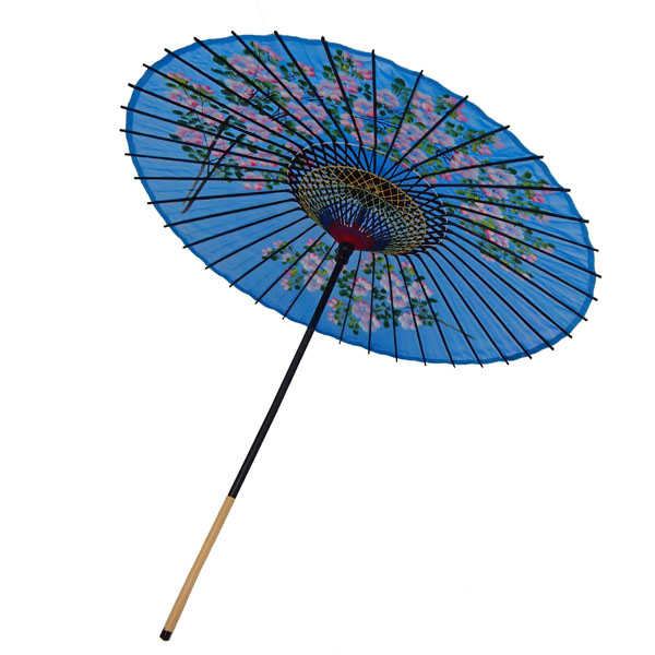 絹傘 桜絵 水色
