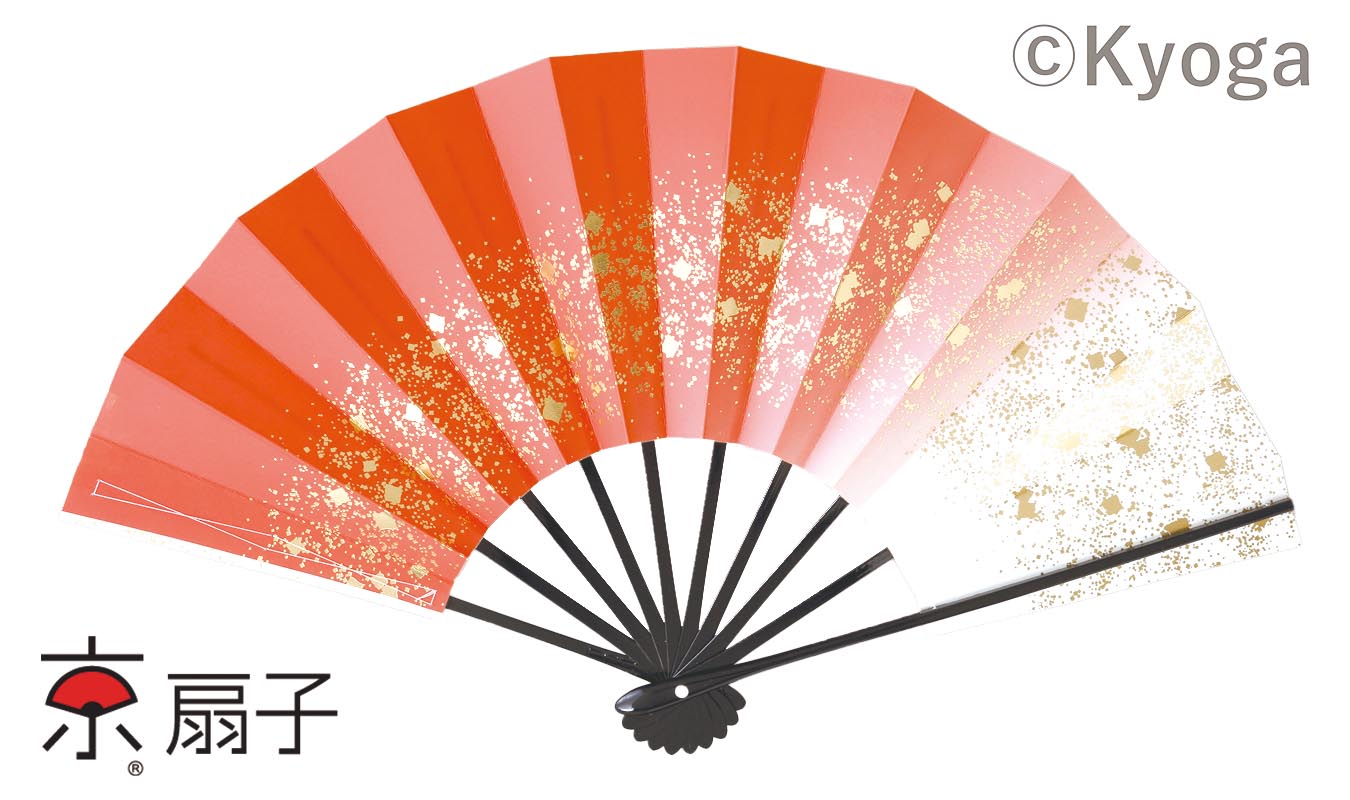 【メール便可】舞扇子　星河　赤色　黒塗骨　9寸5分