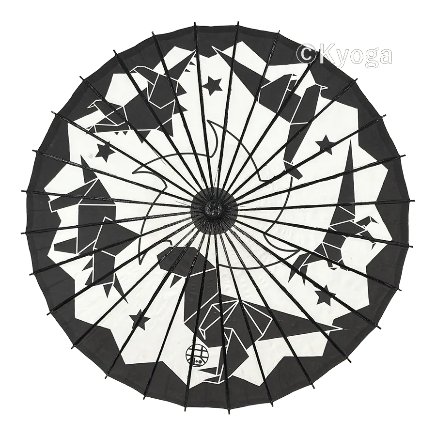 唐傘(直径約81cm)　おりがみ恐竜　黒