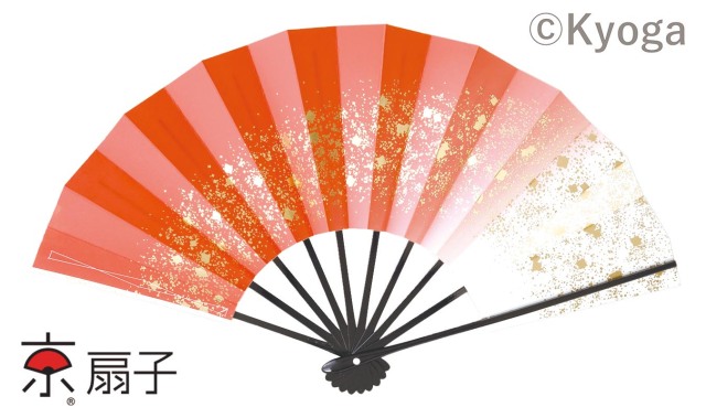 【メール便可】舞扇子　星河　赤色　黒塗骨　9寸5分