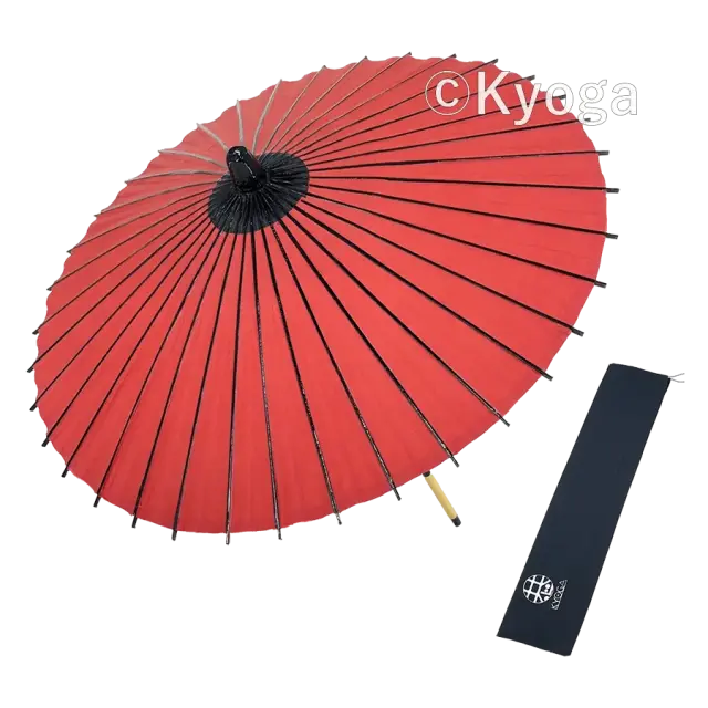 紙和傘　１尺４寸　無地　朱色　継柄