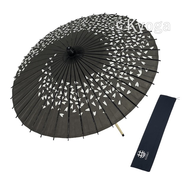 紙傘　１尺４寸　桜渦　黒　継柄
