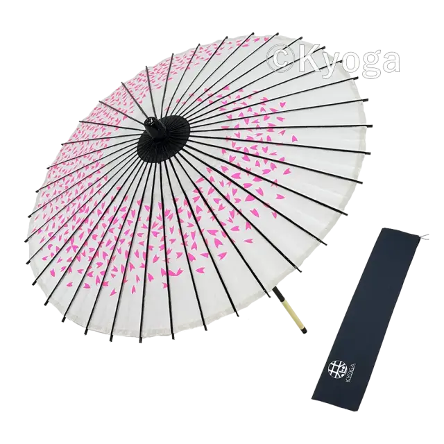 紙傘　１尺４寸　桜渦　白地ピンク