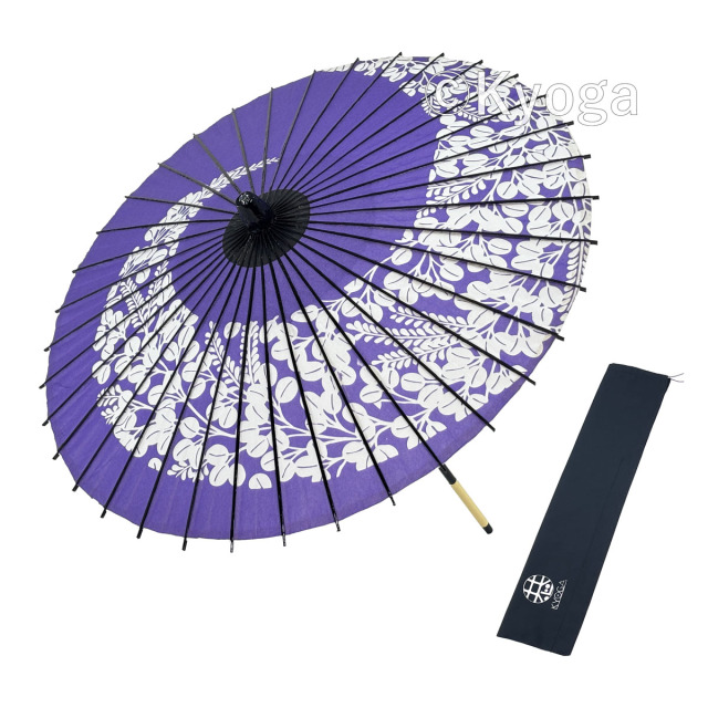 紙傘　１尺４寸　萩渦　紫　継柄