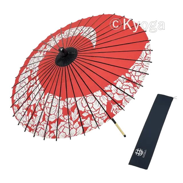 紙傘　１尺４寸　牡丹渦　朱色