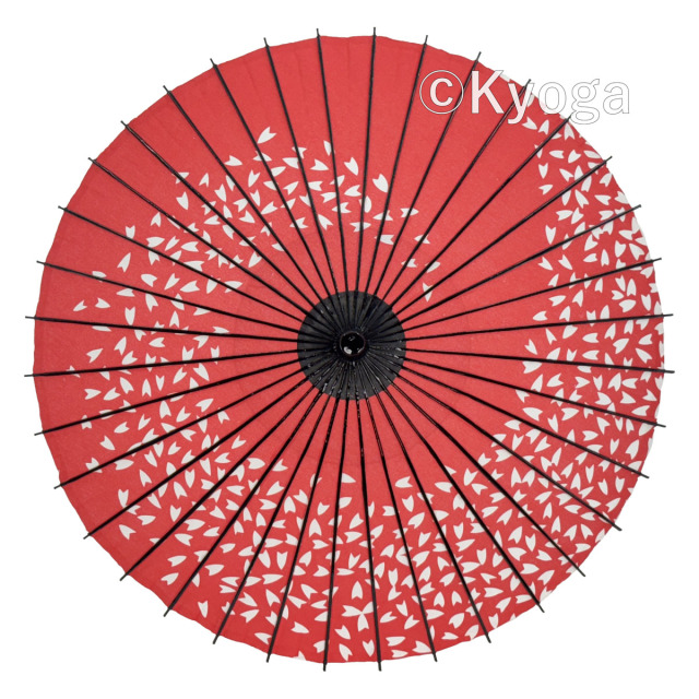 布傘　1尺4寸　桜渦　朱赤　舞傘仕様　継棒