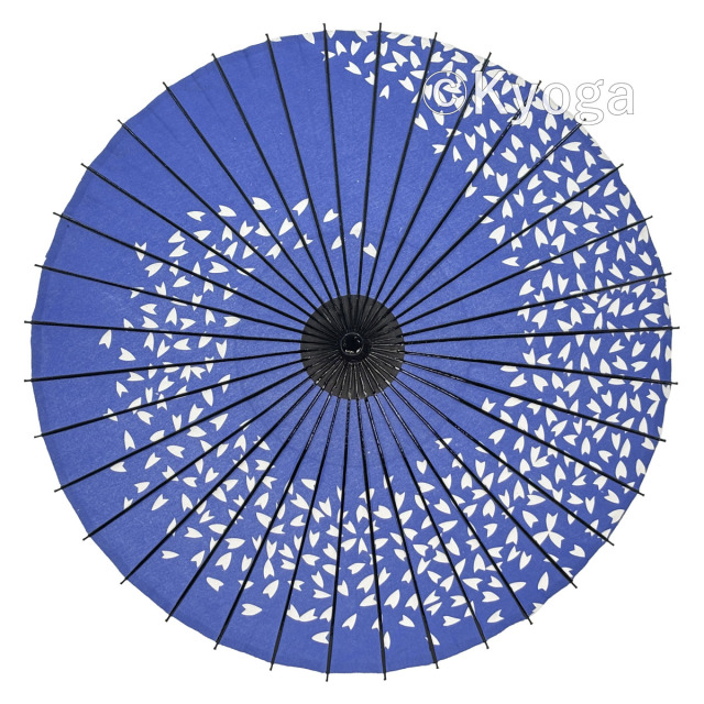 布傘　1尺4寸　桜渦　青　舞傘仕様　継棒