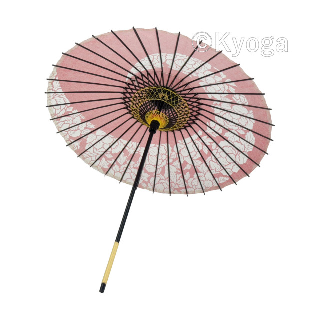 布傘　1尺4寸　牡丹渦　朱赤　舞傘仕様　継棒