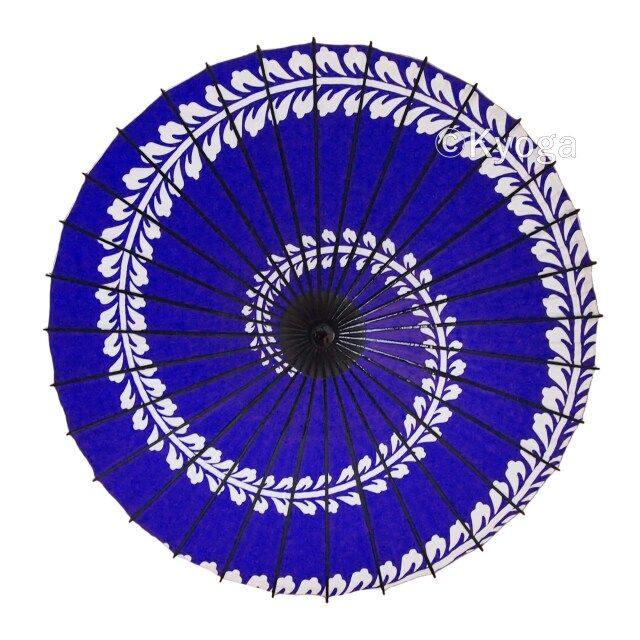 紙傘ー9 2本うずまき青　　　　着払い 和傘・野点傘専門店 恭雅】 和傘 − 布傘 尺4 桜渦 青 舞傘仕様