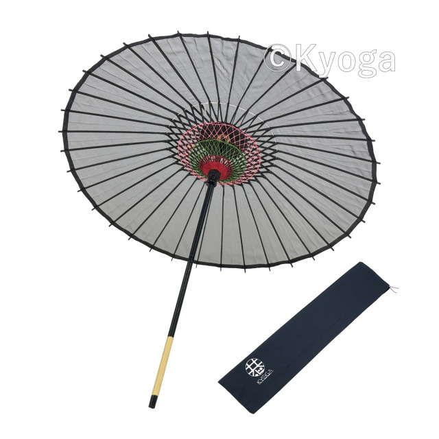 絹傘　1尺4寸　無地　黒　継柄