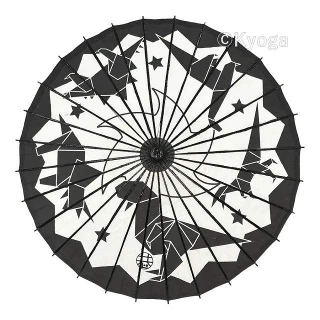 唐傘(直径約81cm) おりがみ恐竜 黒