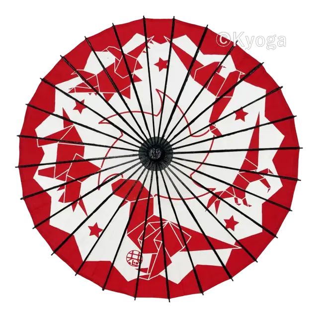 唐傘(直径約81cm)　おりがみ恐竜　朱色