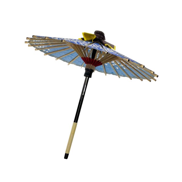 飾りミニ傘　桜渦　青