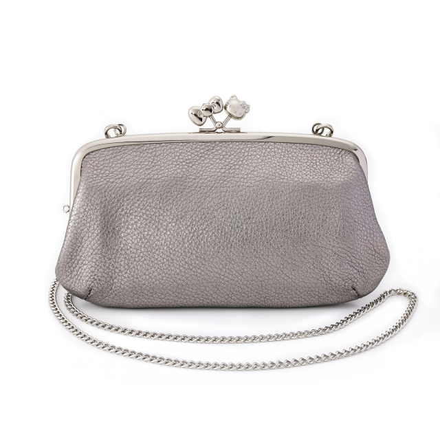 6.0親子がま口 バッグチェーン付 シルバー