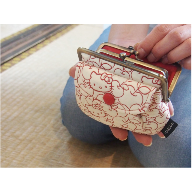 メール便可】京都・はろきてぃ工房/ハローキティ/ふくれ織/親子がま口