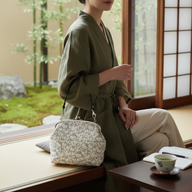 ふくれ織 6_8 がま口バッグ 使用例
