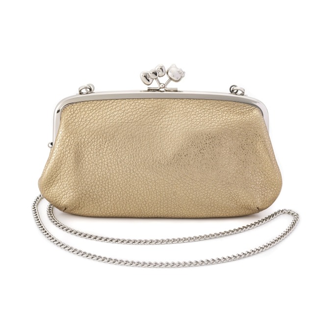 KT レザー長財布 チェーン付きがま口バッグ