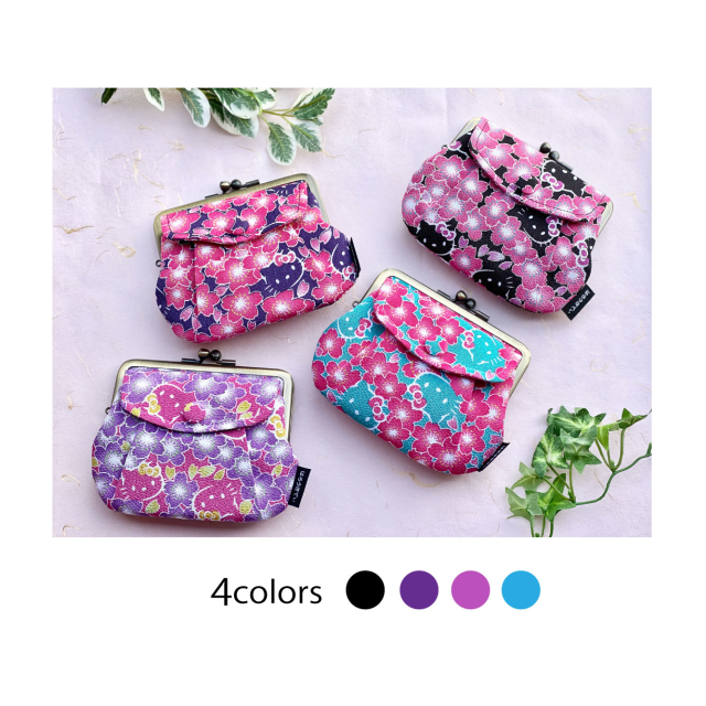 ちりめん ハローキティ親子がま口財布 ポケット付 カラバリ