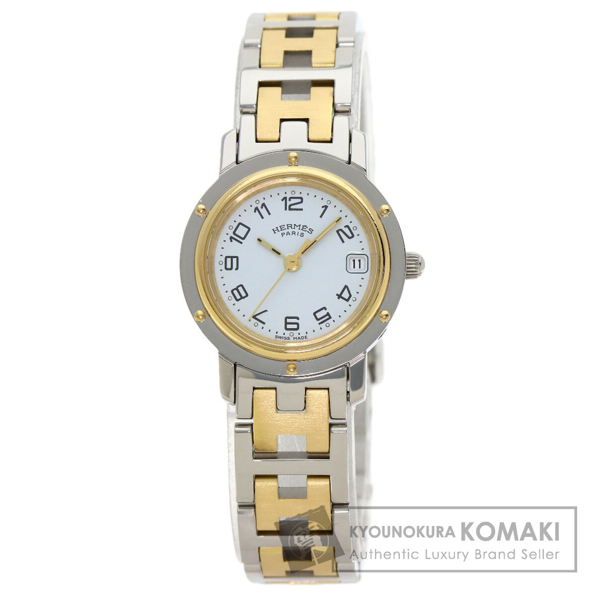 HERMES エルメス CL4.220 クリッパー 腕時計 ステンレススチール/SSxGP
