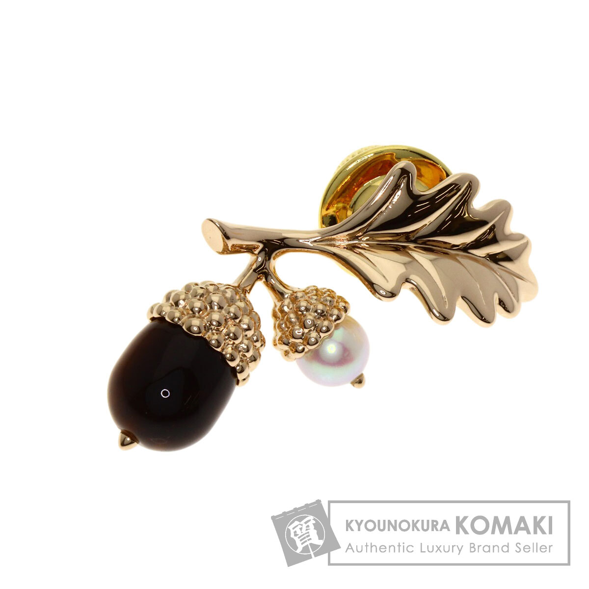 ミキモト ブローチ どんぐりモチーフ タイガーアイ パール 真珠