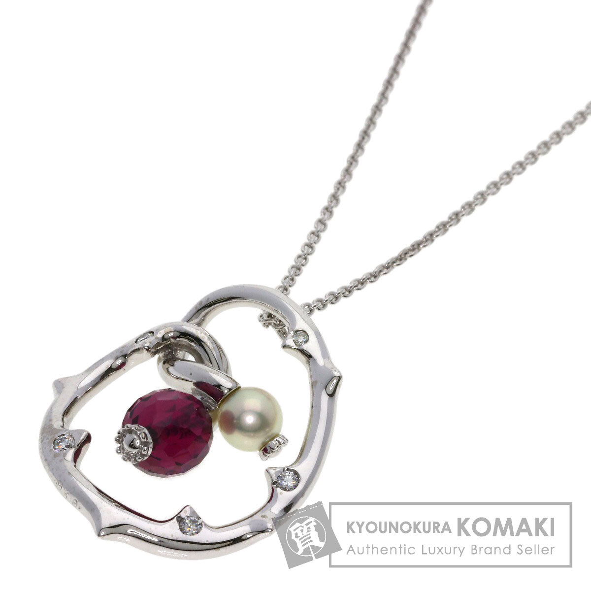 ミキモト ネックレス ガーネット パール 真珠 ダイヤモンド