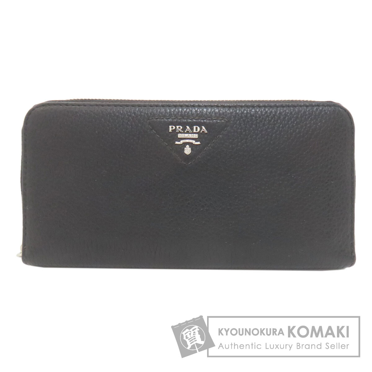 現行【PRADA】 長財布 激レア プラダ トライアングル カーフ 黒 PRADA プラダ トライアングル 長財布（小銭入れあり） レザー