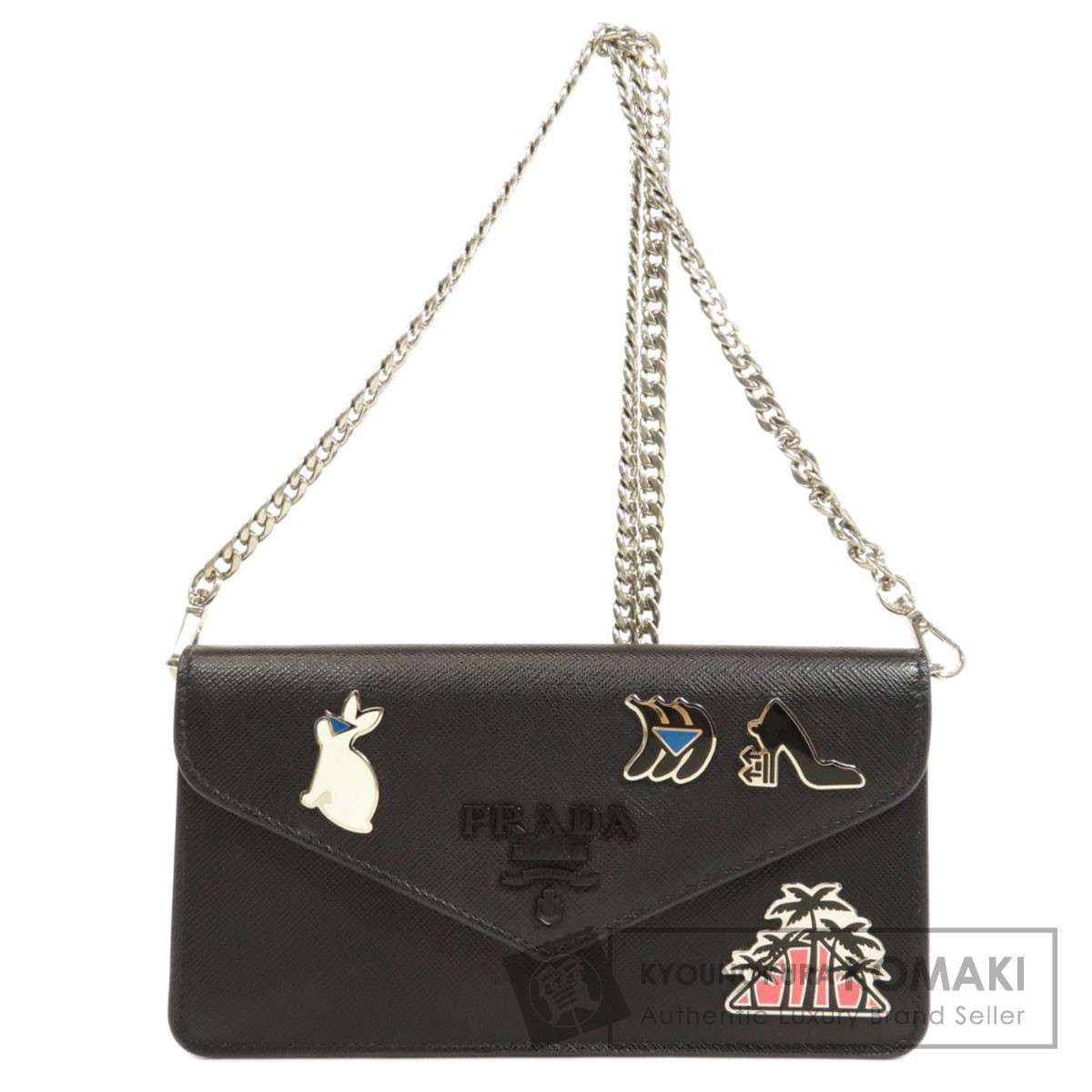 PRADA プラダ 1DH044 サフィアーノ ピンバッジ ショルダーバッグ