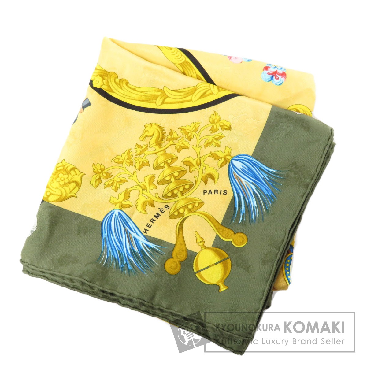 エルメス カレ90 Plumes et Grelots 羽飾りと鈴 スカーフ シルク