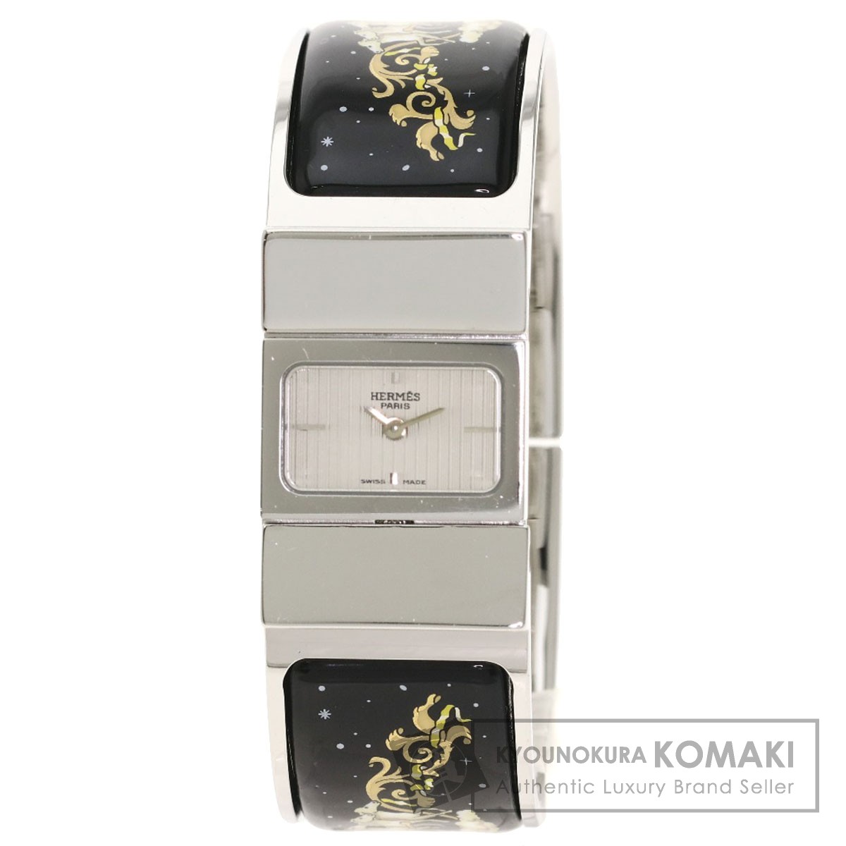 HERMES エルメス L01.210 ロケ 七宝焼き 腕時計 ステンレス