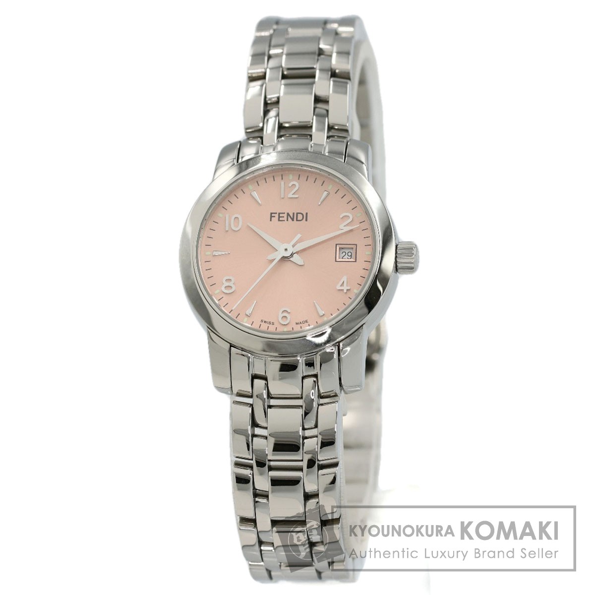 稼働 FENDI 腕時計 2100L 白文字盤 新品電池 ラウンド 650