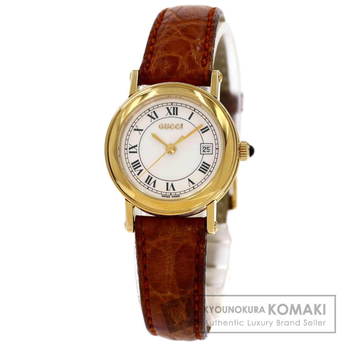 稼働 X010 グッチ GUCCI レディース 腕時計 7200L GUCCI グッチ 7200L ラウンドフェイス 腕時計 GP/革 レディース