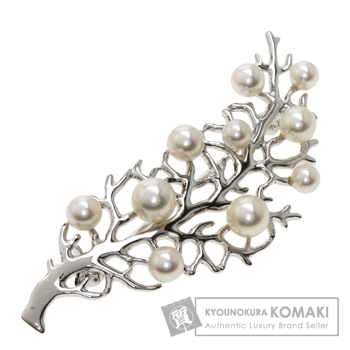MIKIMOTO ミキモト パール 真珠 リーフモチーフ ブローチ