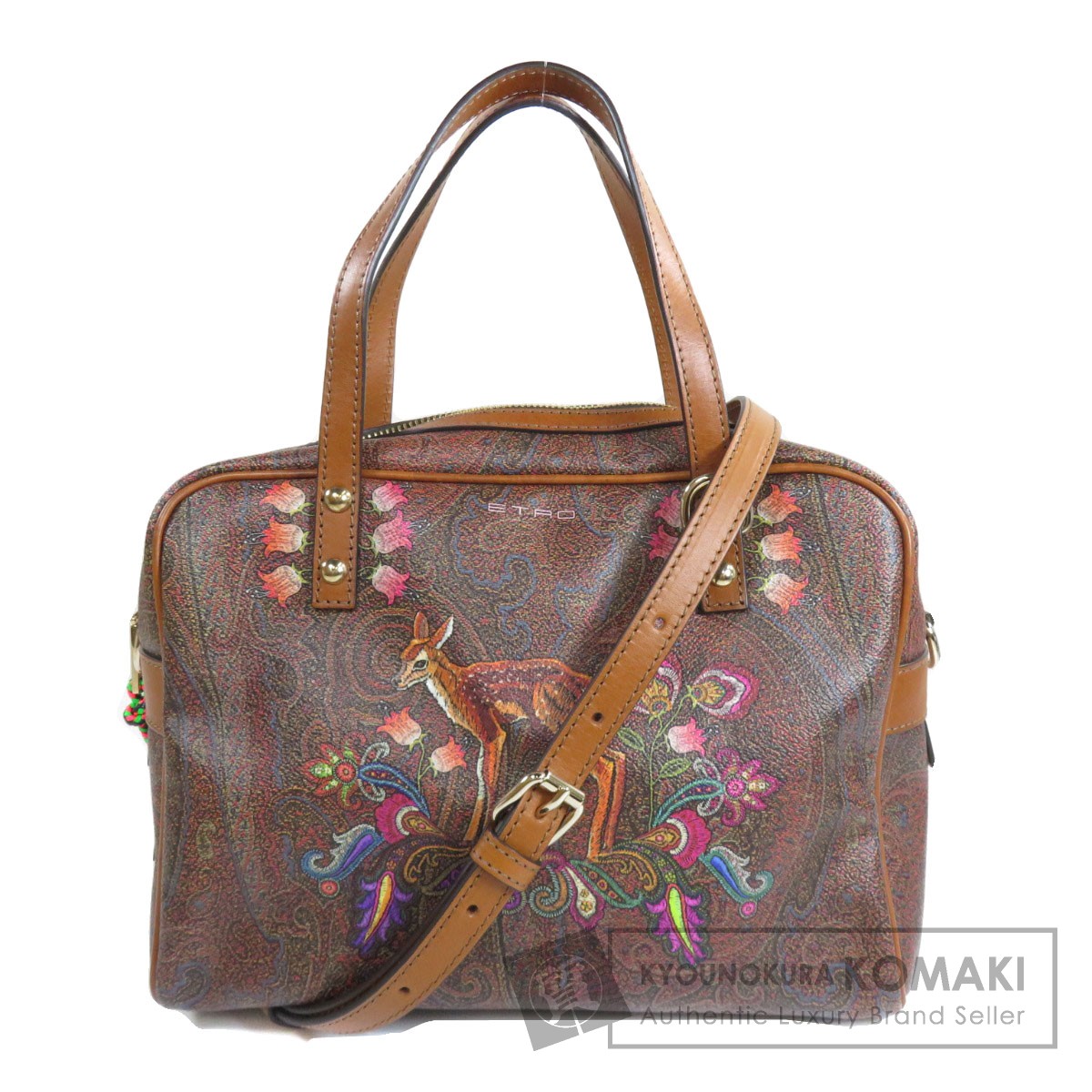 ETRO エトロ ペイズリー 鹿モチーフ 2WAY ハンドバッグ PVC