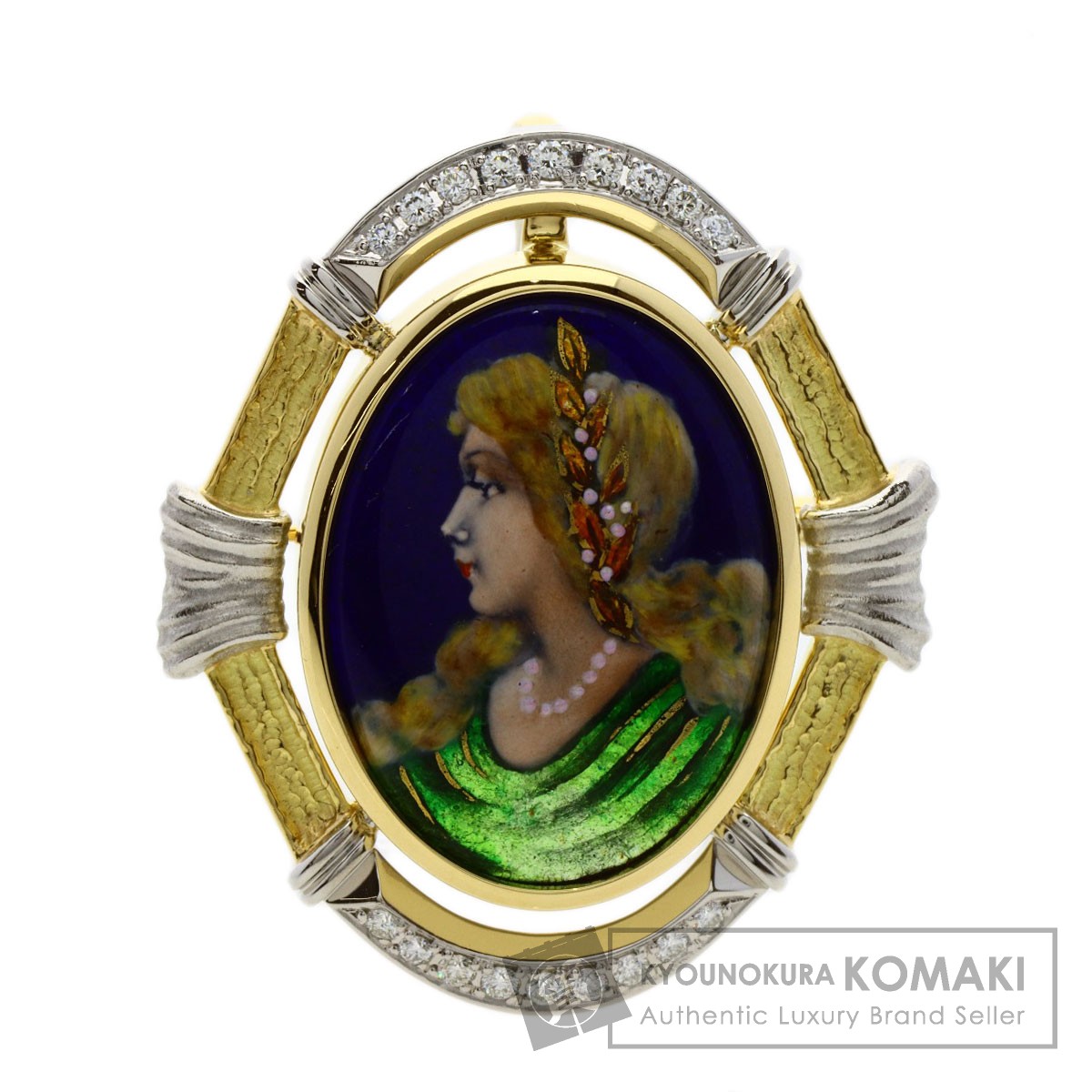 MITSUO KAJI 梶光夫 エマーユ ダイヤモンド ブローチ プラチナPT900