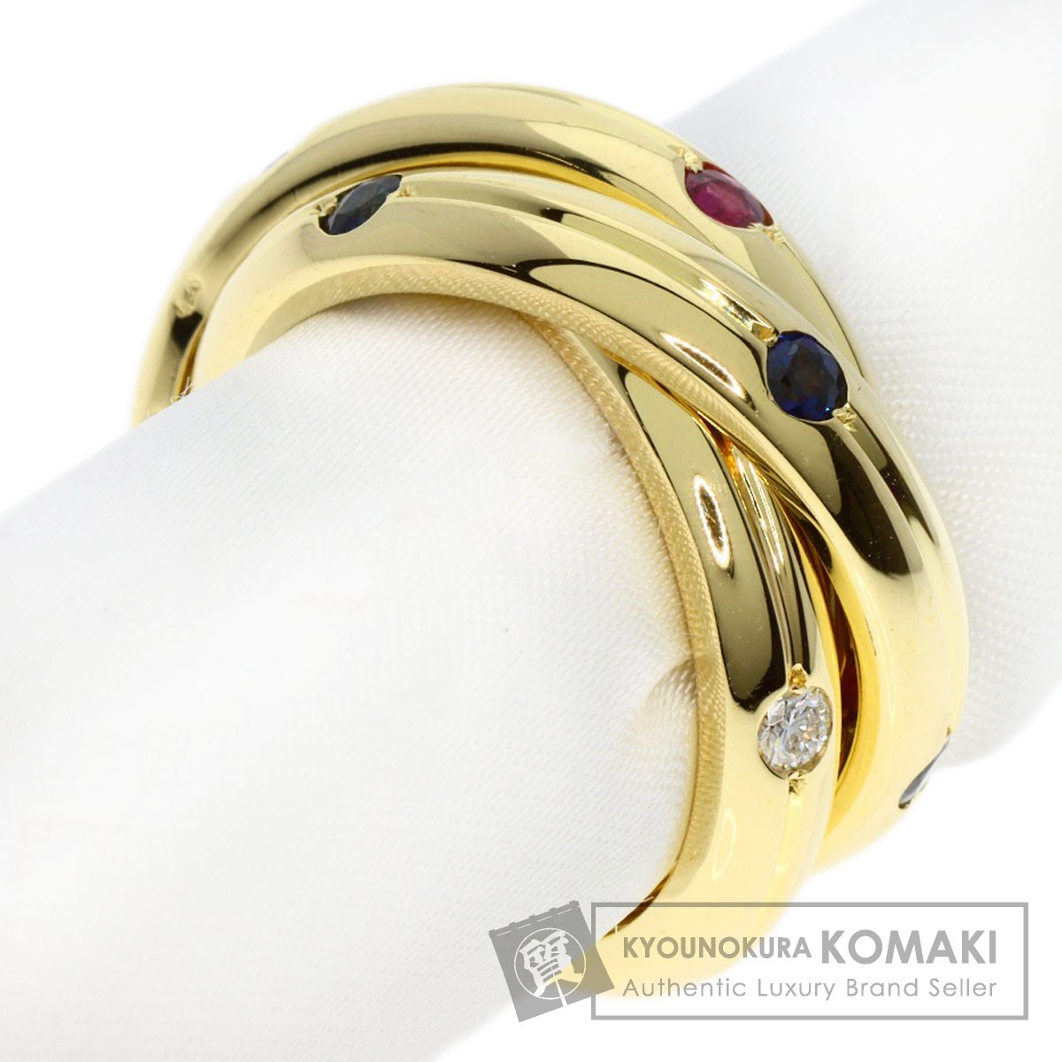Cartier ダイヤモンドリング 750 サイズ49　EX Cartier カルティエ 貴金属・宝石 トリニティリング ホワイト