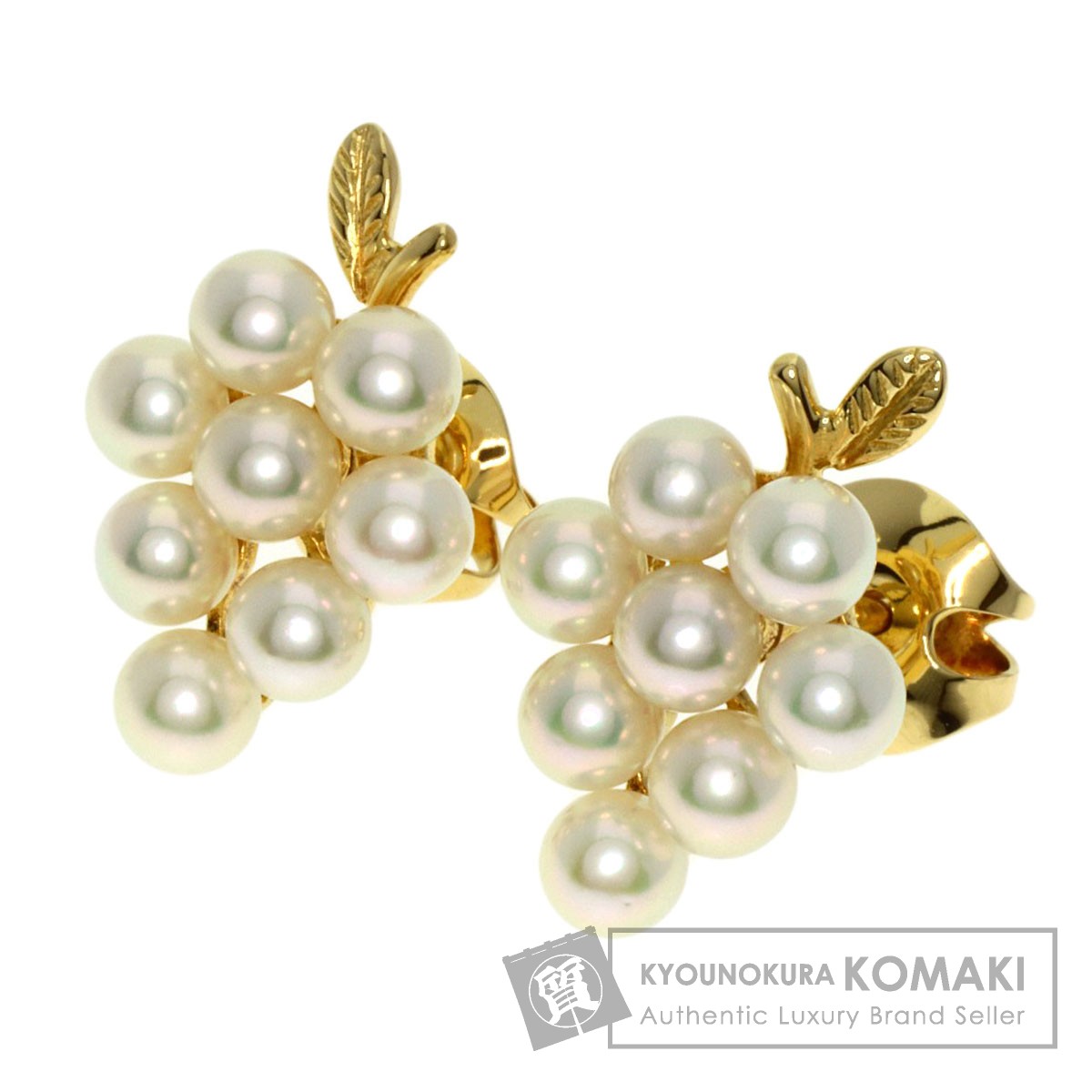 ぶどう可愛い♪あこや真珠❣️葡萄ベビーパールピアス『りんりん手作』K18GP MIKIMOTO ミキモト 葡萄モチーフ ベビーパール 真珠 ピアス K18