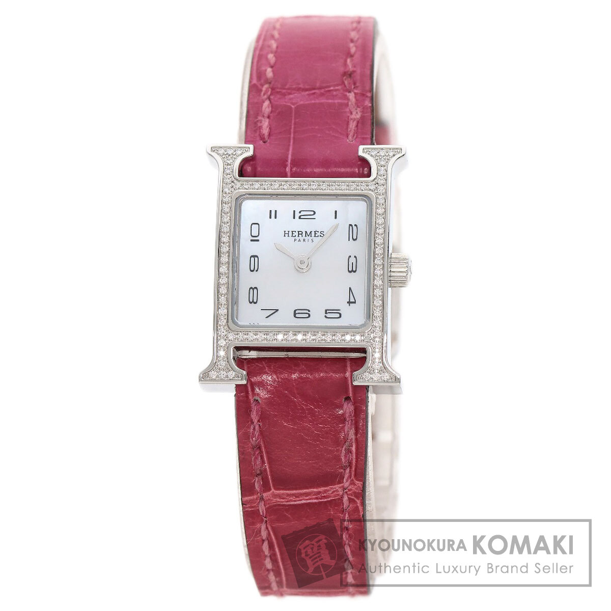 HERMES 時計　ケース　付き エルメス/カレーシュ/レクタンギュラーケース/ブラックダイヤル
