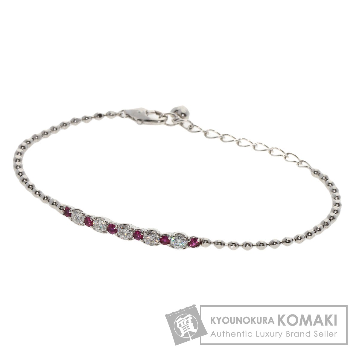 0.65ct ダイヤモンド ルビー ブレスレット プラチナPT850 7g