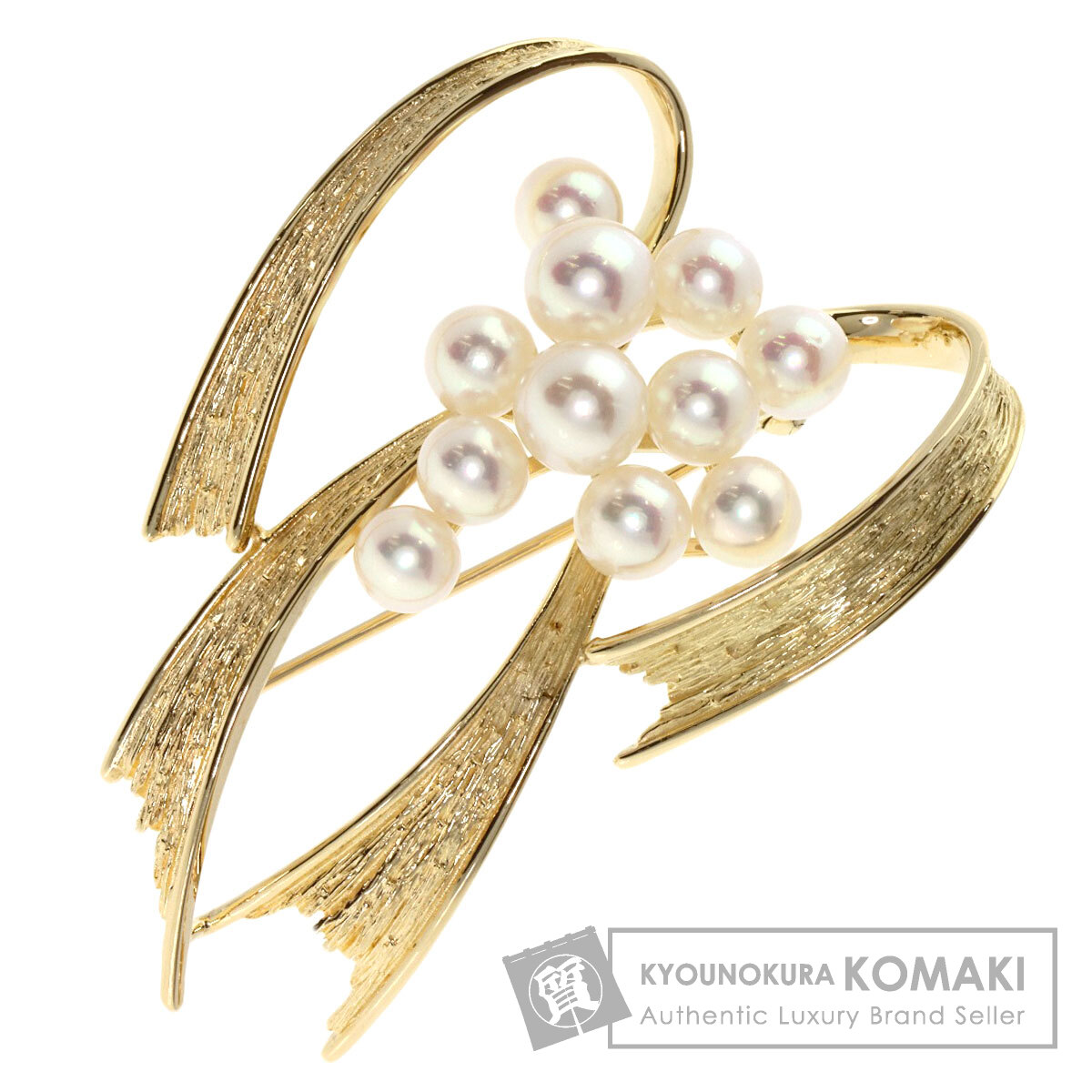 MIKIMOTO ミキモト パール 真珠 ブローチ K14イエローゴールド
