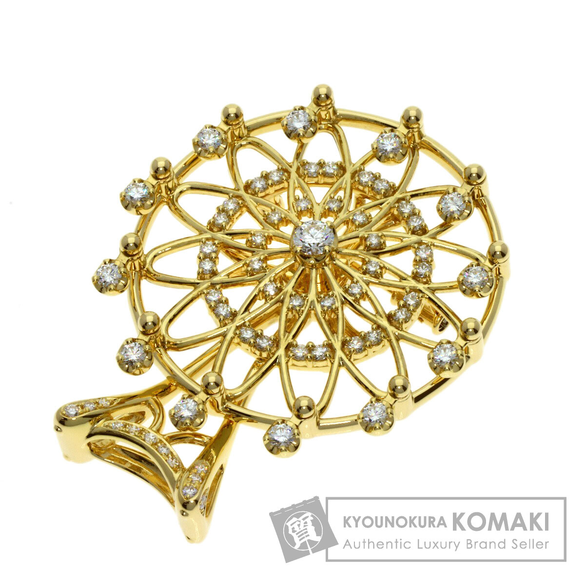 TASAKI タサキ 観覧車 ダイヤモンド ブローチ K18イエロー