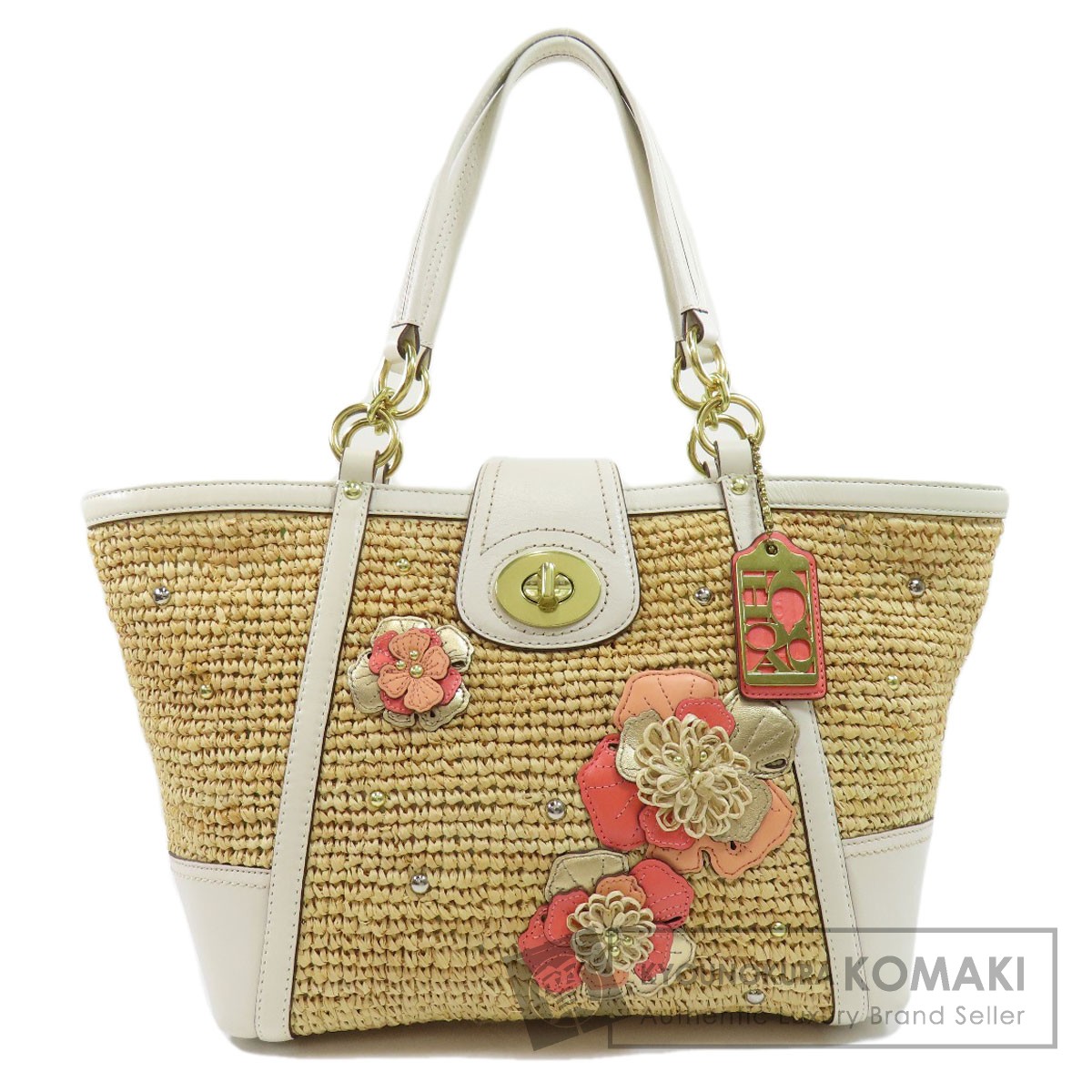 COACH フラワーカゴバック COACH コーチ 19347 かごバッグ フラワー トートバッグ ストロー
