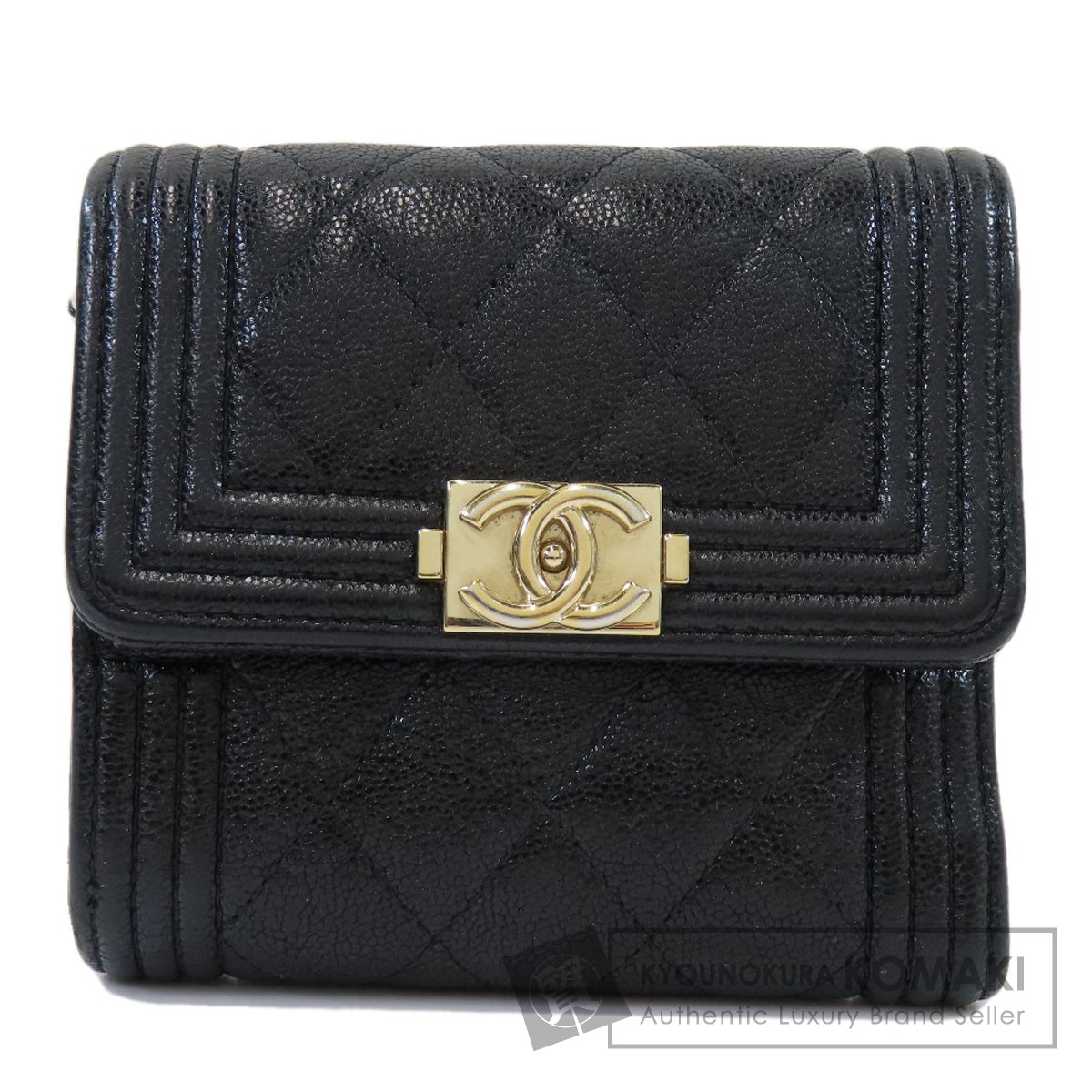 CHANEL シャネル ボーイシャネル ゴールド金具 二つ折り財布