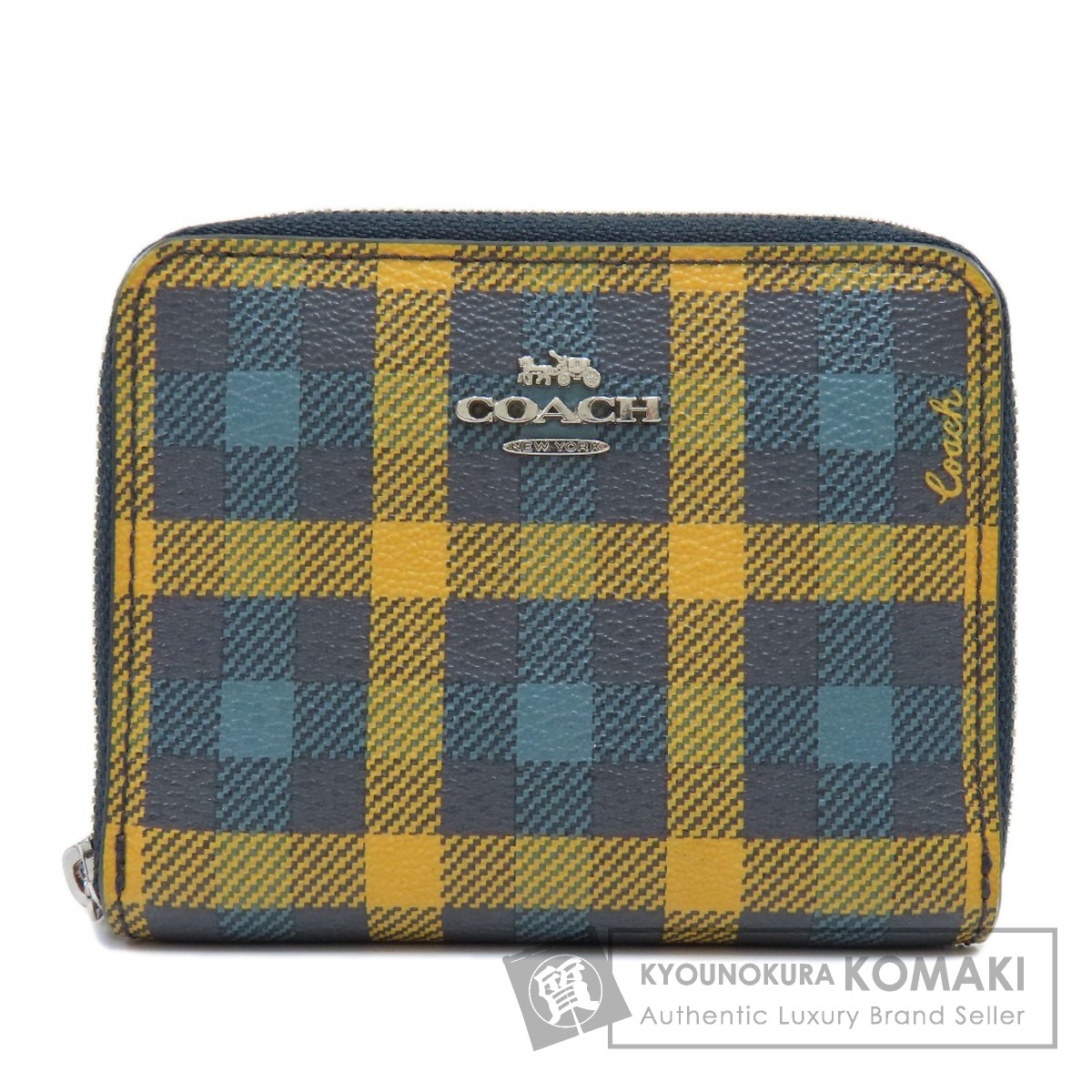 COACH コーチ F76753 ギンガムチェック柄 二つ折り財布（小銭