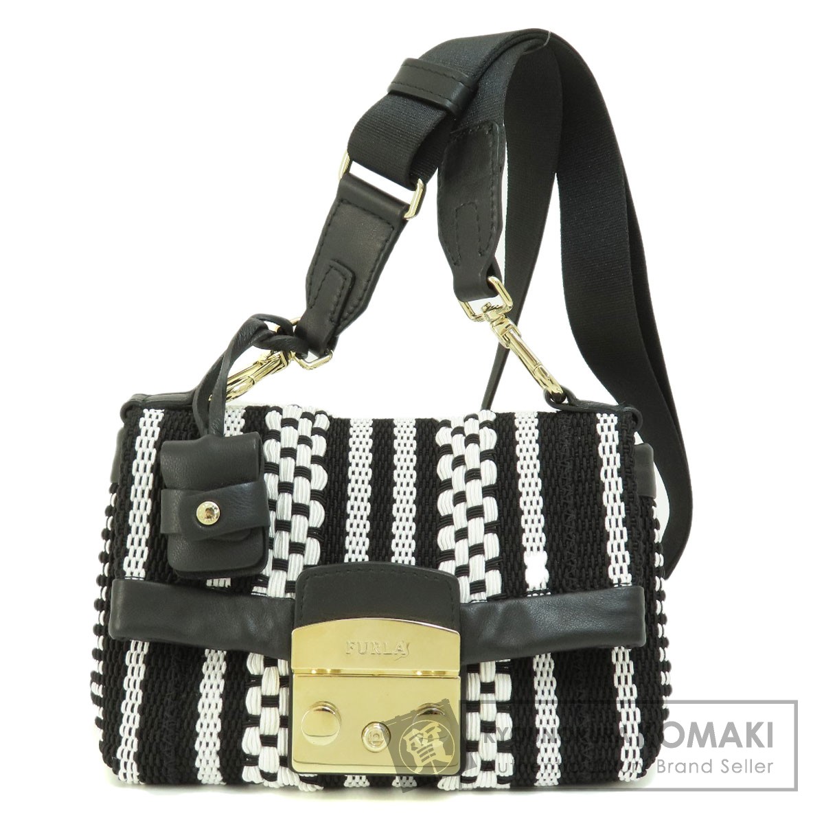 最先端 Furla フルラ メトロポリス 編み込みバッグ ショルダーバッグ 布 バッグ