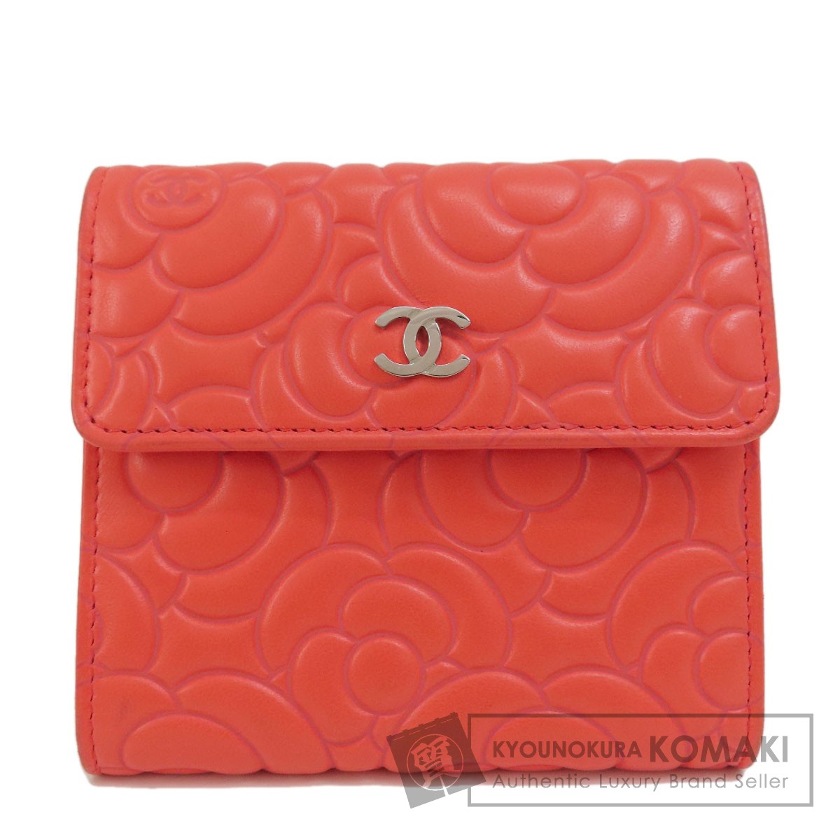 CHANEL シャネル カメリア エンボス 二つ折り財布（小銭入れあり